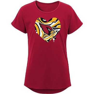 Girls Youth Cardinal Arizona Cardinals Drip Heart Dolman T-Shirt