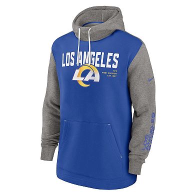 Men's Nike Royal Los Angeles Rams Fashion Color Block Pullover Hoodie
