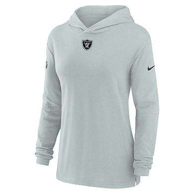 Women's Nike Silver Las Vegas Raiders Sideline Performance Long Sleeve Hoodie T-Shirt
