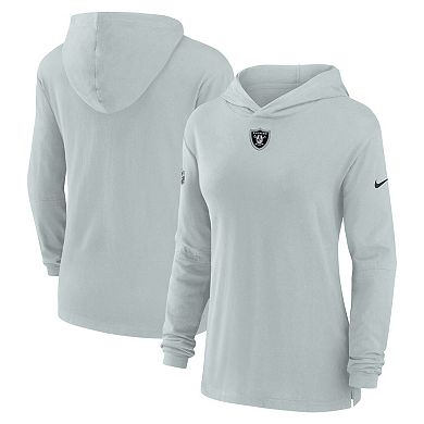 Women's Nike Silver Las Vegas Raiders Sideline Performance Long Sleeve Hoodie T-Shirt