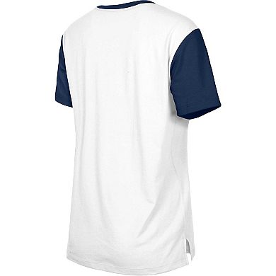 Women's New Era White/College Navy Seattle Seahawks Third Down Colorblock T-Shirt