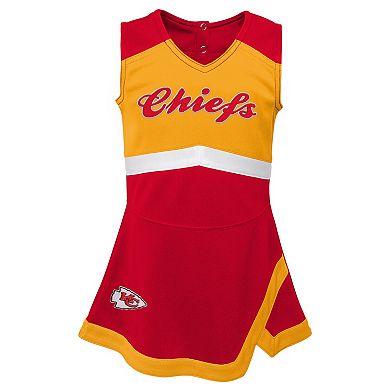 Girls Preschool Red Kansas City Chiefs Two-Piece Cheer Captain Jumper Dress with Bloomers Set