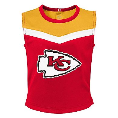 Girls Toddler Red Kansas City Chiefs Spirit Cheer Two-Piece Cheerleader Set with Bloomers