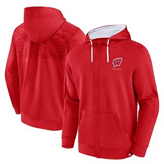 Men's Fanatics Branded Red Wisconsin Badgers Power Index Full-Zip Hoodie