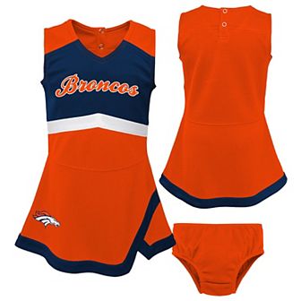 Girls Toddler Orange Denver Broncos Two-Piece Cheer Captain Jumper Dress & Bloomers Set