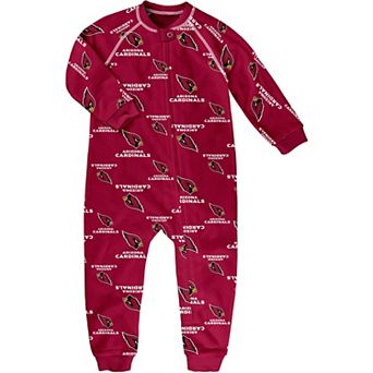 Toddler Cardinal Arizona Cardinals Allover Print Raglan Full-Zip Sleeper