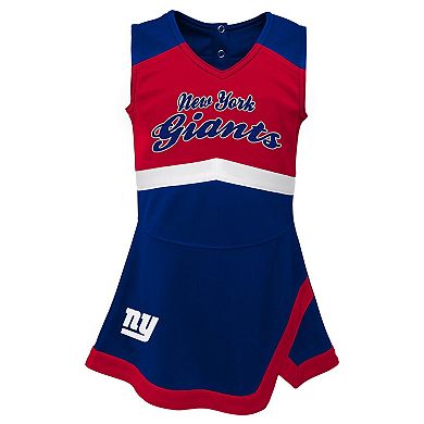 Girls Preschool Royal New York Giants Two-Piece Cheer Captain Jumper Dress with Bloomers Set