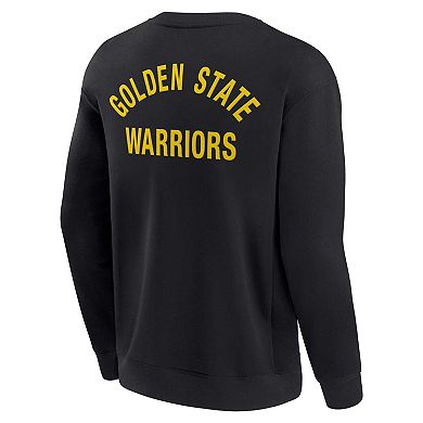 Unisex Fanatics Signature Black Golden State Warriors Super Soft Fleece Oversize Arch Crew Pullover Sweatshirt