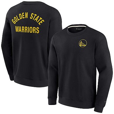 Unisex Fanatics Signature Black Golden State Warriors Super Soft Fleece Oversize Arch Crew Pullover Sweatshirt