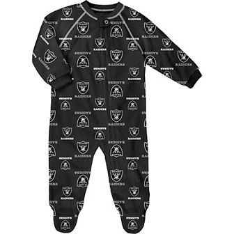 Newborn Black Las Vegas Raiders Allover Print Raglan Full-Zip Jumper