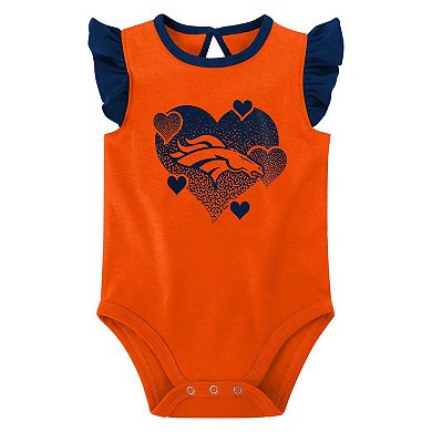 Girls Newborn & Infant  Orange/Navy Denver Broncos Spread the Love 2-Pack Bodysuit Set