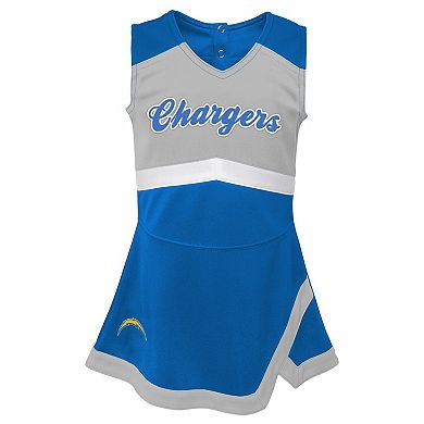 Girls Toddler Powder Blue Los Angeles Chargers Cheer Captain Dress with Bloomers
