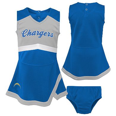 Girls Toddler Powder Blue Los Angeles Chargers Cheer Captain Dress with Bloomers