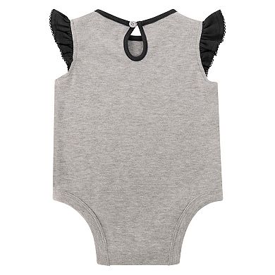 Girls Infant Heather Gray/Black New Orleans Saints All Dolled Up Three-Piece Bodysuit, Skirt & Booties Set