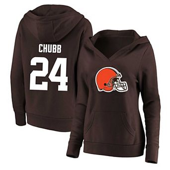 Women's Profile Nick Chubb Brown Cleveland Browns Plus Size Player Name & Number Pullover Hoodie