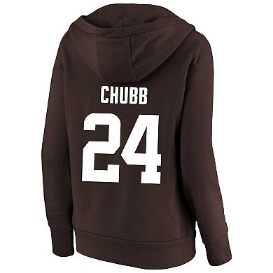 Women's Profile Nick Chubb Brown Cleveland Browns Plus Size Player Name & Number Pullover Hoodie
