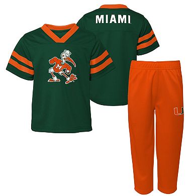 Toddler Green Miami Hurricanes Two-Piece Red Zone Jersey & Pants Set