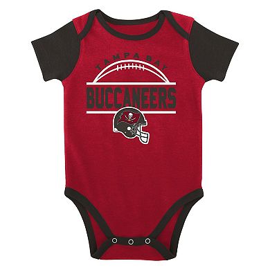 Newborn & Infant Red/Pewter Tampa Bay Buccaneers Home Field Advantage Three-Piece Bodysuit, Bib & Booties Set