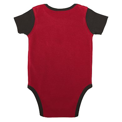 Newborn & Infant Red/Pewter Tampa Bay Buccaneers Home Field Advantage Three-Piece Bodysuit, Bib & Booties Set