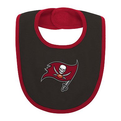 Newborn & Infant Red/Pewter Tampa Bay Buccaneers Home Field Advantage Three-Piece Bodysuit, Bib & Booties Set