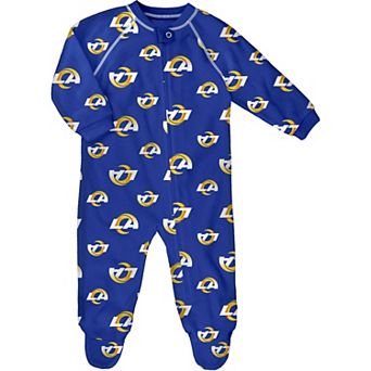 Infant Royal Los Angeles Rams Allover Print Raglan Full-Zip Jumper