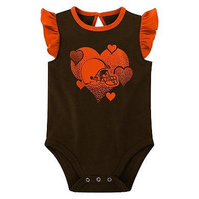 Girls Newborn & Infant  Brown/Orange Cleveland Browns Spread the Love 2-Pack Bodysuit Set