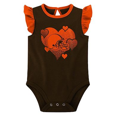 Girls Newborn & Infant Brown/Orange Cleveland Browns Spread the Love 2-Pack Bodysuit Set