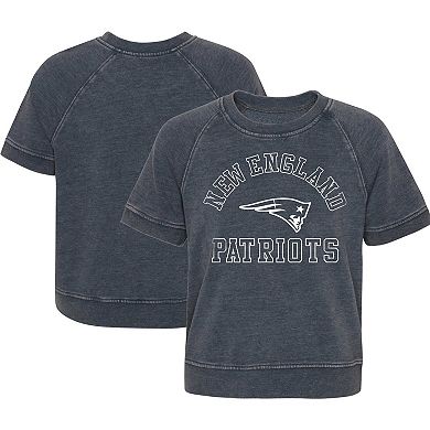 Girls Juniors Heather Charcoal New England Patriots Cheer Squad Raglan T-Shirt