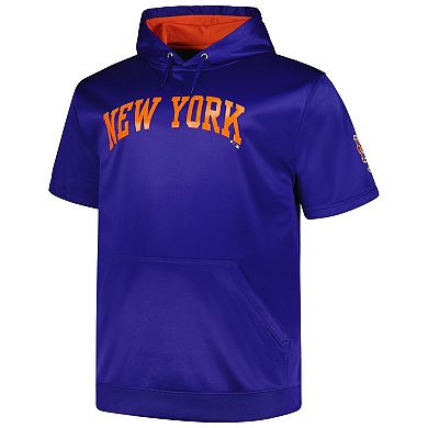 Men's Profile Royal New York Mets Big & Tall Contrast Short Sleeve Pullover Hoodie