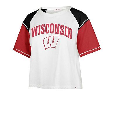 Women's '47 White Wisconsin Badgers Serenity Gia Cropped T-Shirt