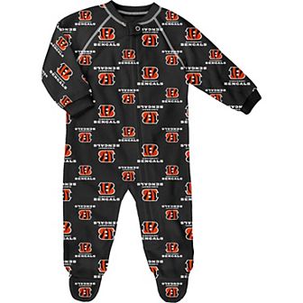 Infant Black Cincinnati Bengals Allover Print Raglan Full-Zip Jumper