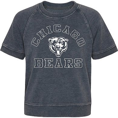Girls Juniors Heather Charcoal Chicago Bears Cheer Squad Raglan T-Shirt