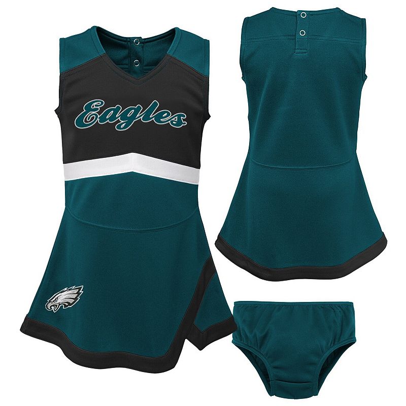 Girls Toddler Midnight Green Philadelphia Eagles Two-Piece Cheer Captain Jumper Dress & Bloomers Set, Toddler Unisex,