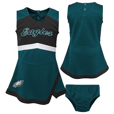Girls Toddler Midnight Green Philadelphia Eagles Two-Piece Cheer Captain Jumper Dress & Bloomers Set