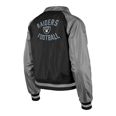 Women s New Era Black Las Vegas Raiders Coaches Raglan Full Snap Jacket