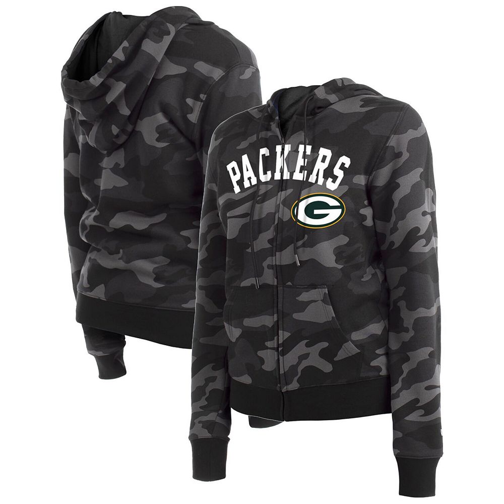 売れ筋商品|||ニューエラ カットソー トップス レディース Women's Camo Green Bay Packers Raglan Full-Zip Hoodie Camo Women's New Era Black Green Bay Packers Camo Full-Zip Hoodie
