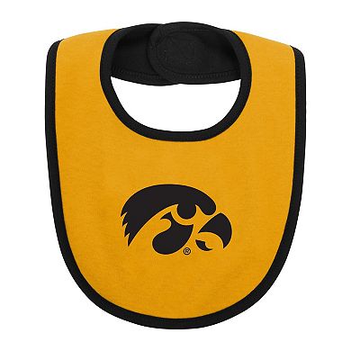 Newborn & Infant Black Iowa Hawkeyes Home Field Advantage Three-Piece Bodysuit, Bib & Booties Set