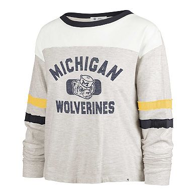 Women's '47 Oatmeal Michigan Wolverines Vault All Class Lena Long Sleeve T-Shirt