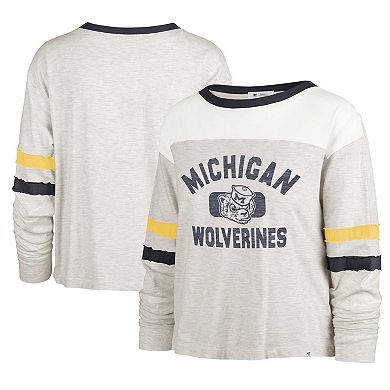 Women's '47  Oatmeal Michigan Wolverines Vault All Class Lena Long Sleeve T-Shirt