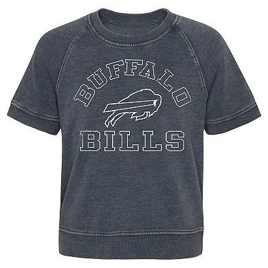 Girls Juniors Heather Charcoal Buffalo Bills Cheer Squad Raglan T-Shirt
