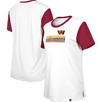 Women's New Era White/Burgundy Washington Commanders Third Down Colorblock T-Shirt