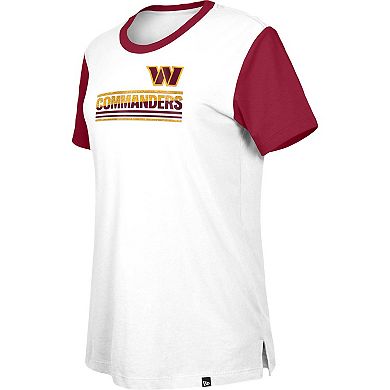 Women's New Era White/Burgundy Washington Commanders Third Down Colorblock T-Shirt