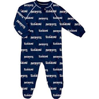 Newborn Navy New England Patriots Allover Print Raglan Full-Zip Jumper