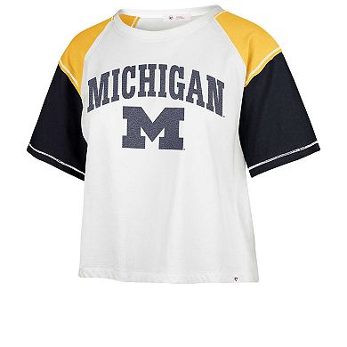 Women's '47 White Michigan Wolverines Serenity Gia Cropped T-Shirt