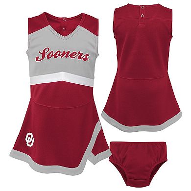 Girls Toddler Crimson/Gray Oklahoma Sooners Two-Piece Cheer Captain Jumper Dress & Bloomers Set