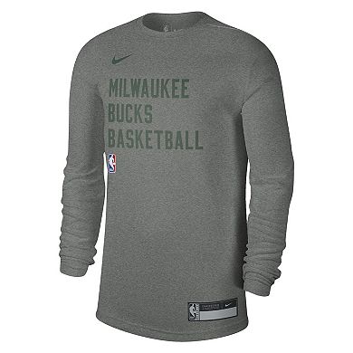 Unisex Nike Heather Gray Milwaukee Bucks 2023/24 Legend On-Court Practice Long Sleeve T-Shirt