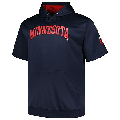 Men's Profile Navy Minnesota Twins Big & Tall Contrast Short Sleeve Pullover Hoodie