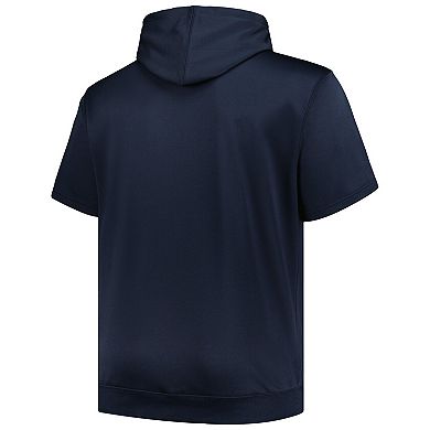 Men's Profile Navy New York Yankees Big & Tall Contrast Short Sleeve Pullover Hoodie