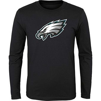 Youth Black Philadelphia Eagles Primary Logo Long Sleeve T-Shirt