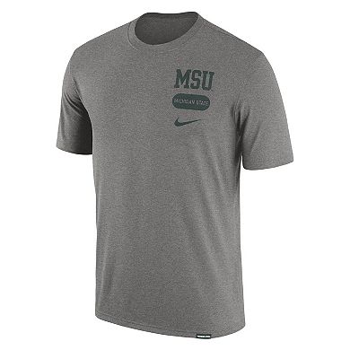 Men's Nike Heather Gray Michigan State Spartans Campus Letterman Tri-Blend T-Shirt